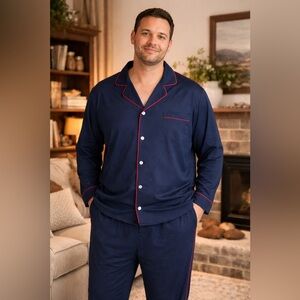 NWT Men’s 3x Oscar de la Renta Pajama Set 2pc Navy Blue & Red “Big Man”